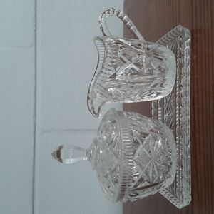 Vintage Sugar with lid, Creamer and Tray